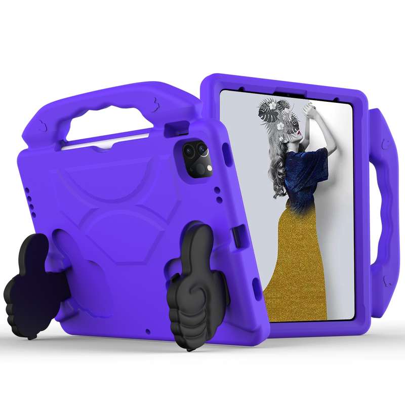 For iPad Pro 11 2024 Children EVA Shockproof Tablet Case with Thumb Bracket(Purple)