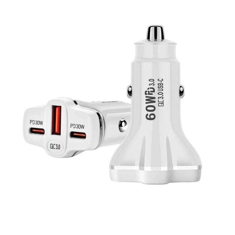 78W PD30W x 2 + QC3.0 USB Multi Port Car Charger(White)