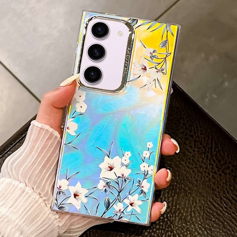 For Samsung Galaxy S23+ 5G Electroplating Laser Flower Texture TPU Phone Case(Morning Glory AH1