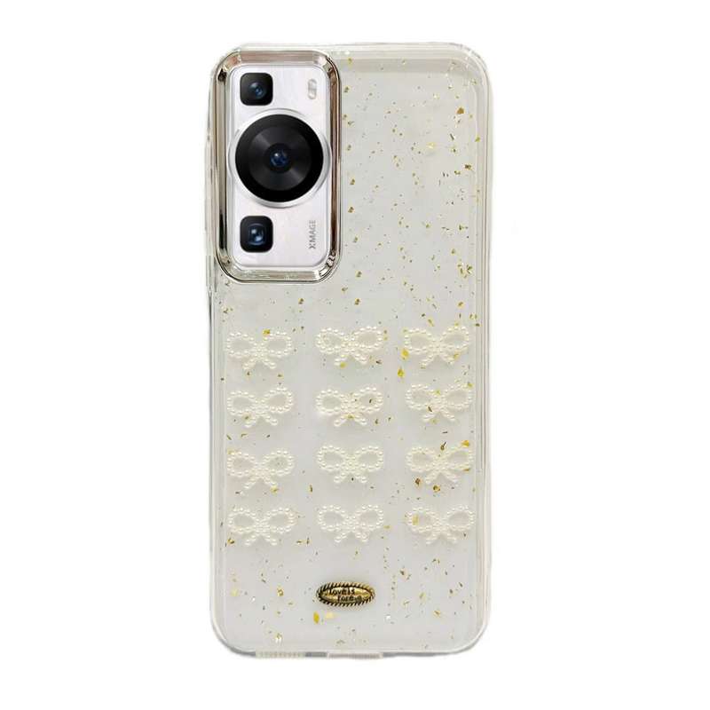 For Huawei P60 / P60 Pro Gold Foil Pearl Bow TPU Phone Case(Gold Foil Bows)