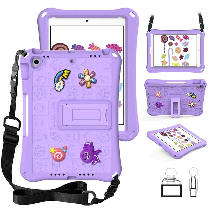 For iPad 10.2 2019 / 2020 / 2021 Hi Baby EVA Full Body Tablet Case with Strap(Light Purple)