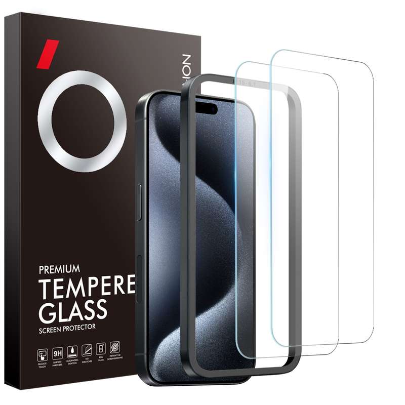 For iPhone 15 Pro Max NORTHJO 2pcs A++ Screen Protector Tempered Glass Film with Installation F