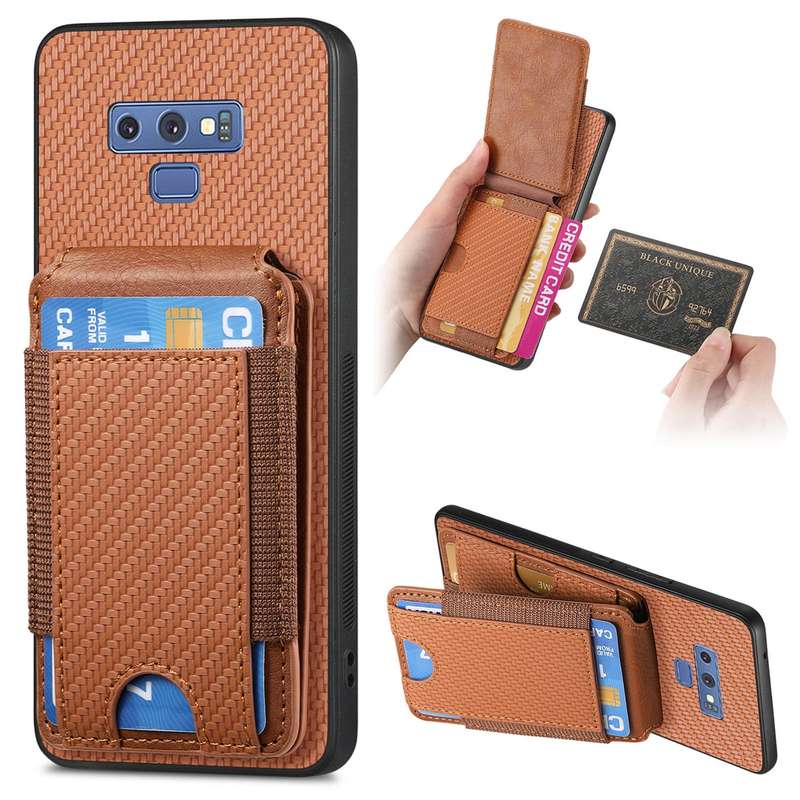 For Samsung Galaxy S8 Carbon Fiber Vertical Flip Wallet Stand Phone Case(Brown)