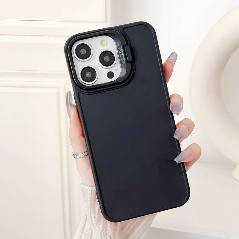 For iPhone 13 Pro Max Lens Frame Holder Shockproof Phone Case(Black)