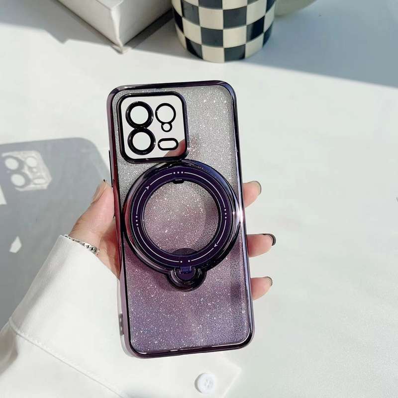 For Xiaomi 13 Lite / Civi 2 Rotation MagSafe Holder Gradient Glitter TPU Phone Case(Night Purpl