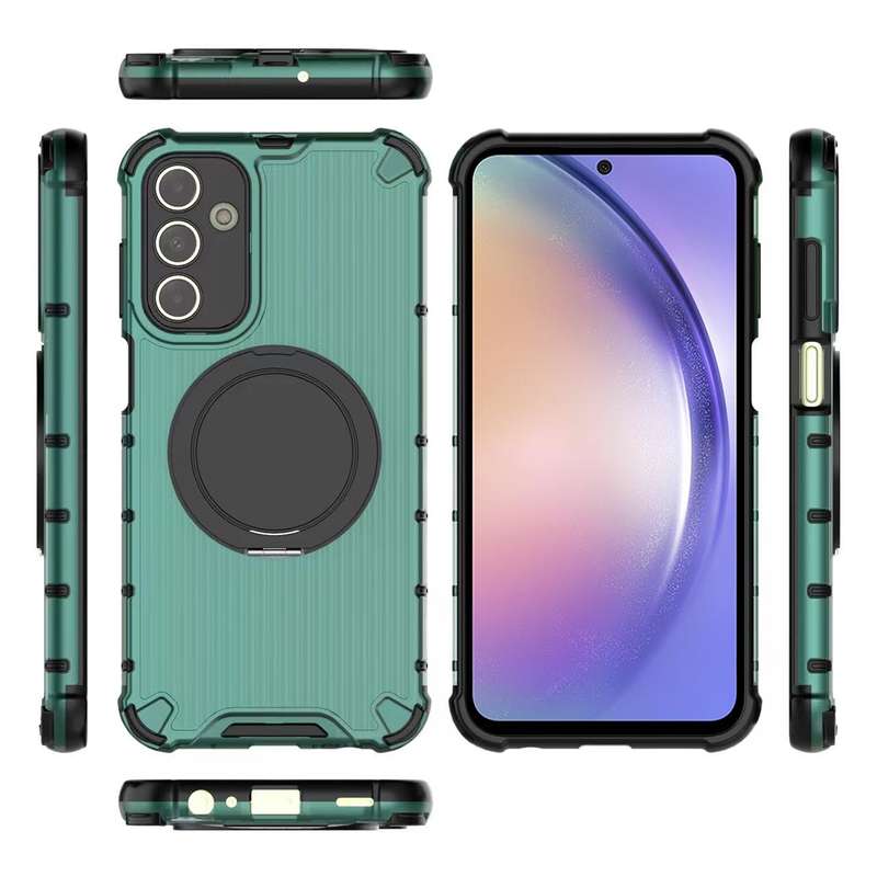 For Samsung Galaxy A54 5G Raster Airbag Anti-fall Rotating Bracket Phone Case(Green)