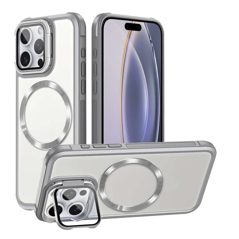For iPhone 16 Pro Magsafe CD-grain Acrylic Hybrid TPU Phone Case(White)