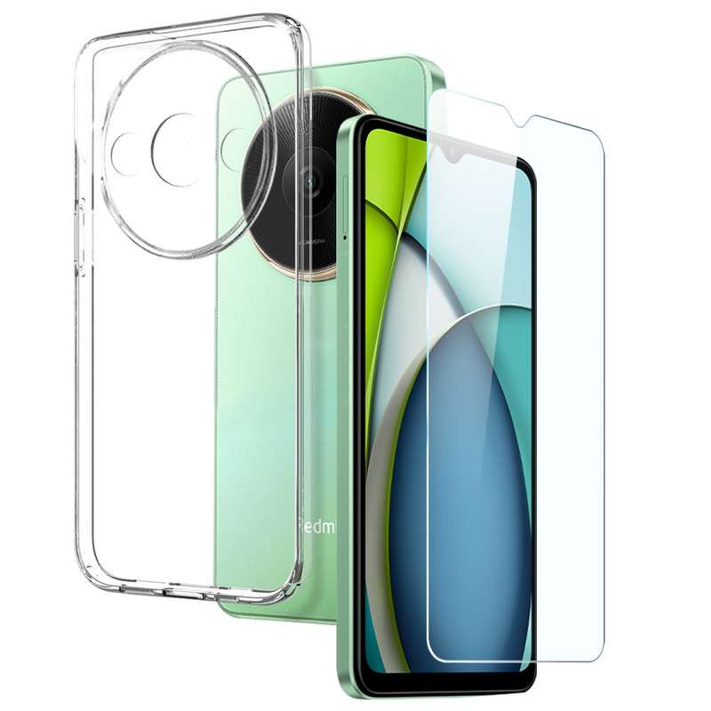 For Xiaomi Redmi A3x 4G NORTHJO Transparent TPU Phone Case with Tempered Glass Film(Transparent
