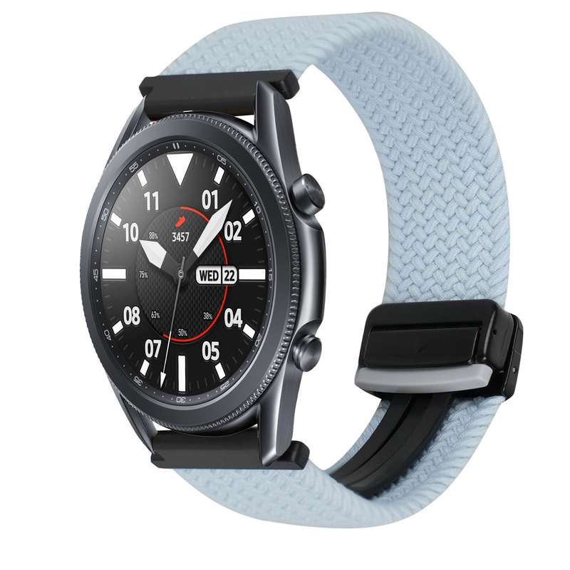 For Samsung Galaxy Watch 3 45mm 22mm Magnetic Buckle Braided Watch Band(Blue)