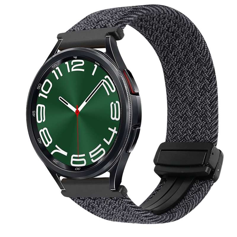 For Samsung Galaxy Watch 6 Classic 20mm Magnetic Buckle Braided Watch Strap(Metallic  Black)