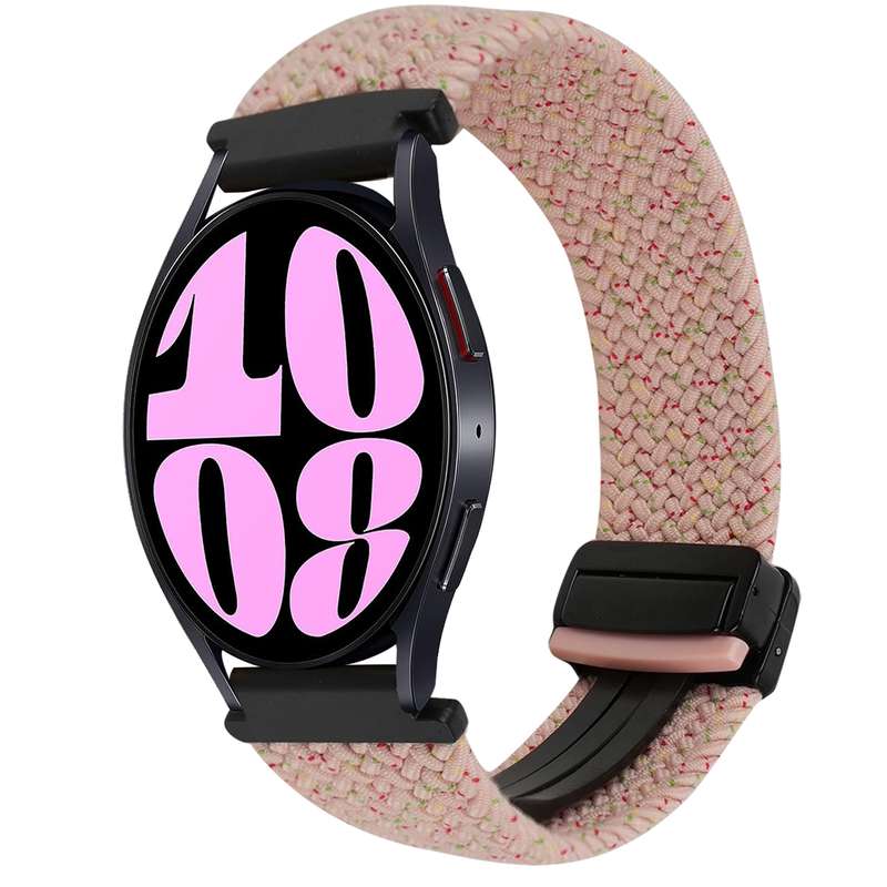 For Samsung Galaxy Watch 6 20mm Magnetic Buckle Braided Watch Strap(Starlight Pink)