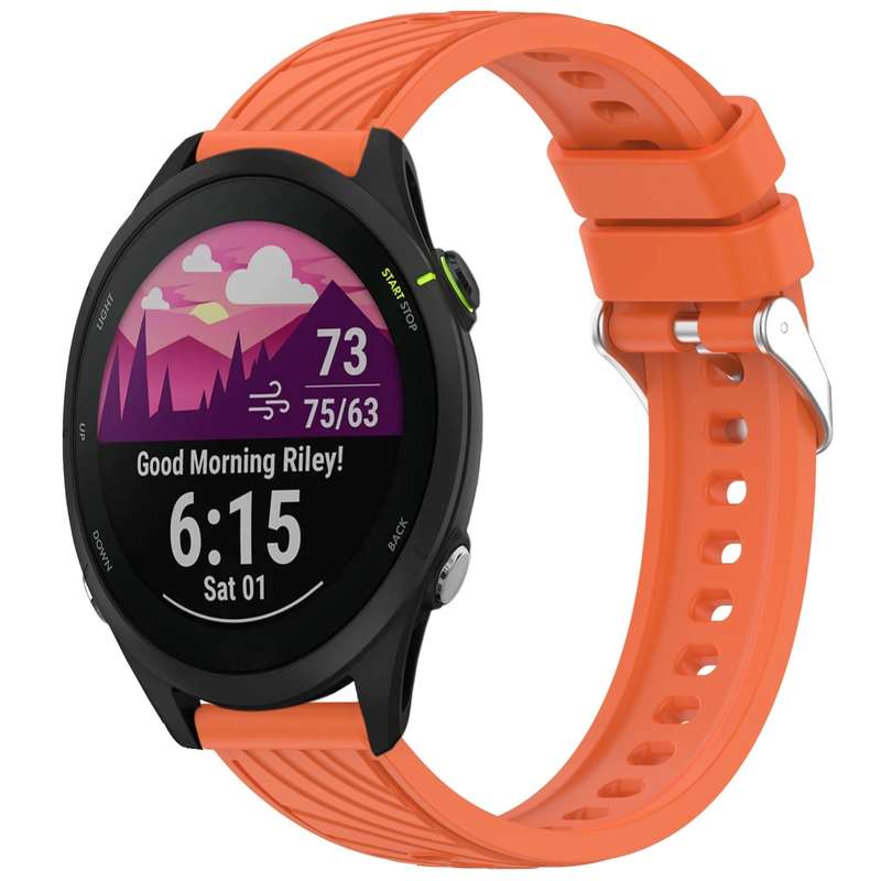For Garmin Forerunner 255 Music Stripe Texture 22mm Silicone Watch Band(Dark Green)