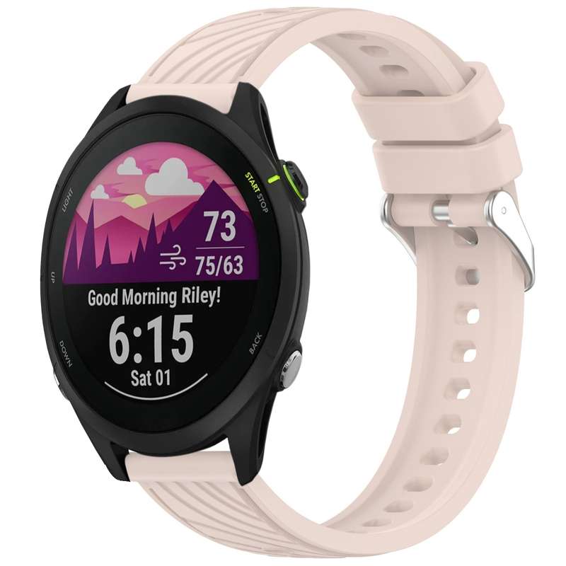 For Garmin Forerunner 255 Music Stripe Texture 22mm Silicone Watch Band(Dark Green)