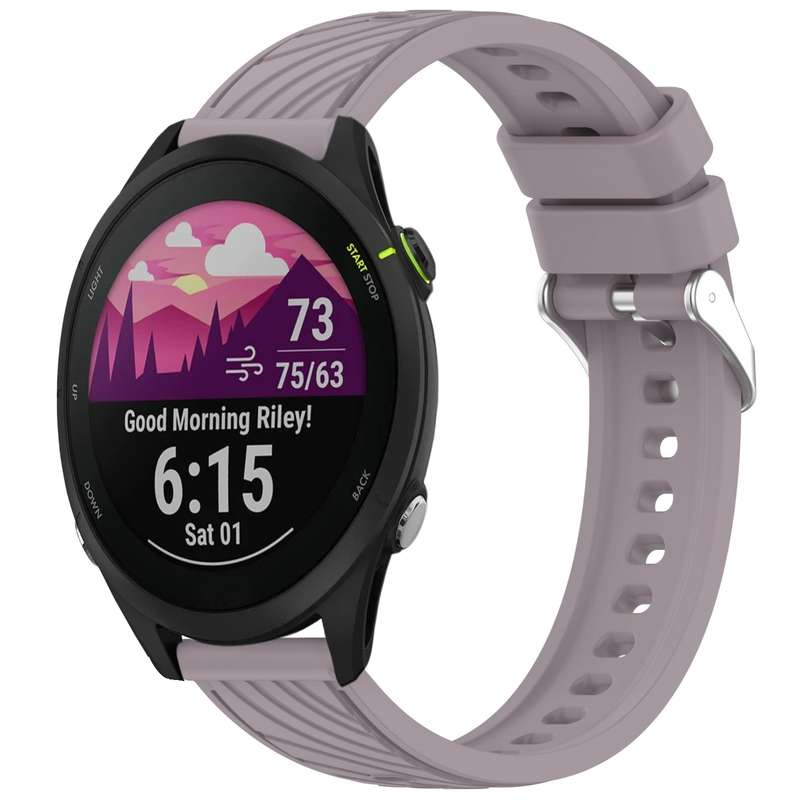 For Garmin Forerunner 255 Music Stripe Texture 22mm Silicone Watch Band(Dark Green)