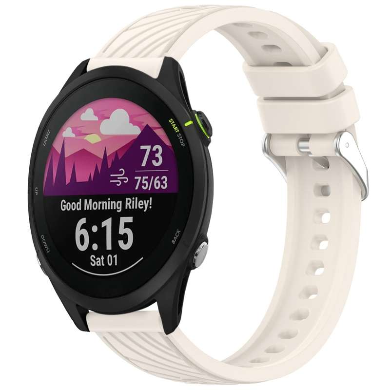 For Garmin Forerunner 255 Music Stripe Texture 22mm Silicone Watch Band(Dark Green)