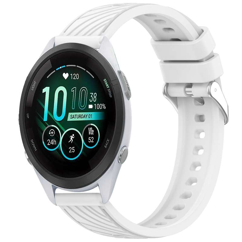 For Garmin Forerunner 265S Music Stripe Texture 18mm Silicone Watch Band(Dark Green)