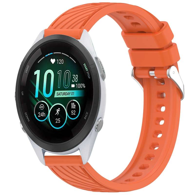 For Garmin Forerunner 265S Music Stripe Texture 18mm Silicone Watch Band(Dark Green)