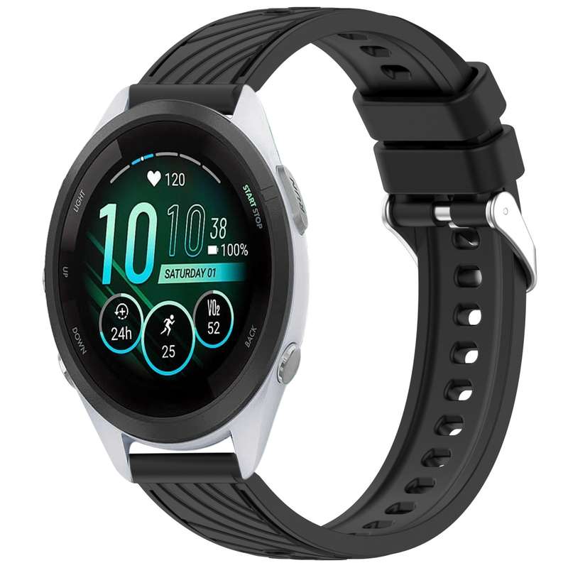 For Garmin Forerunner 265S Music Stripe Texture 18mm Silicone Watch Band(Dark Green)