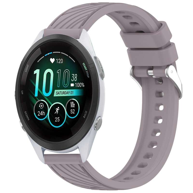 For Garmin Forerunner 265S Music Stripe Texture 18mm Silicone Watch Band(Dark Green)