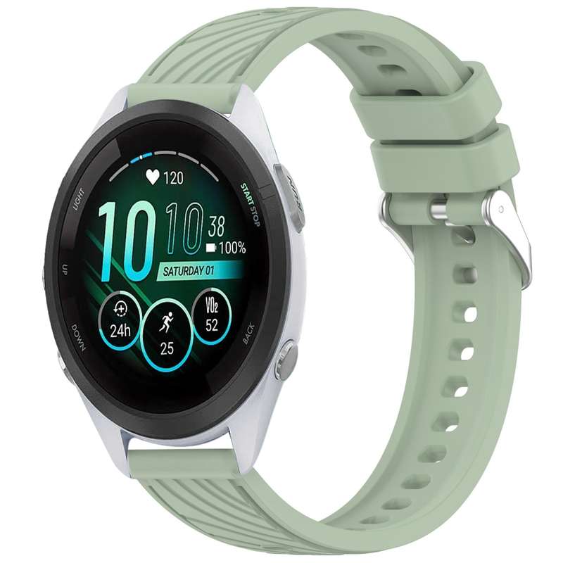 For Garmin Forerunner 265S Music Stripe Texture 18mm Silicone Watch Band(Dark Green)