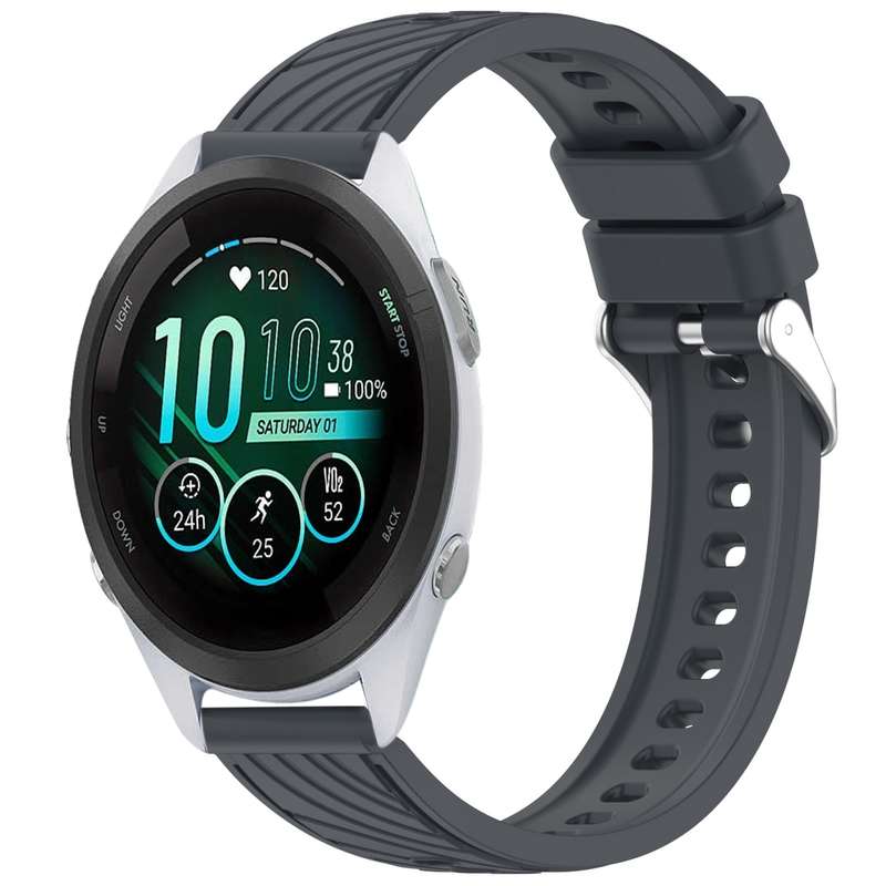 For Garmin Forerunner 265S Music Stripe Texture 18mm Silicone Watch Band(Dark Green)