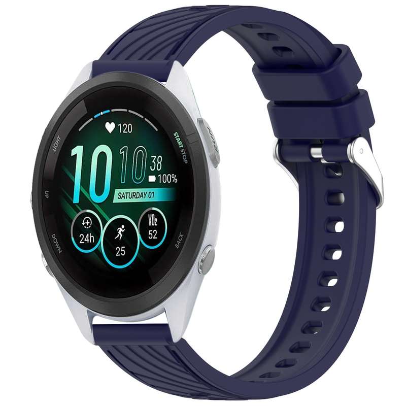 For Garmin Forerunner 265S Music Stripe Texture 18mm Silicone Watch Band(Dark Green)