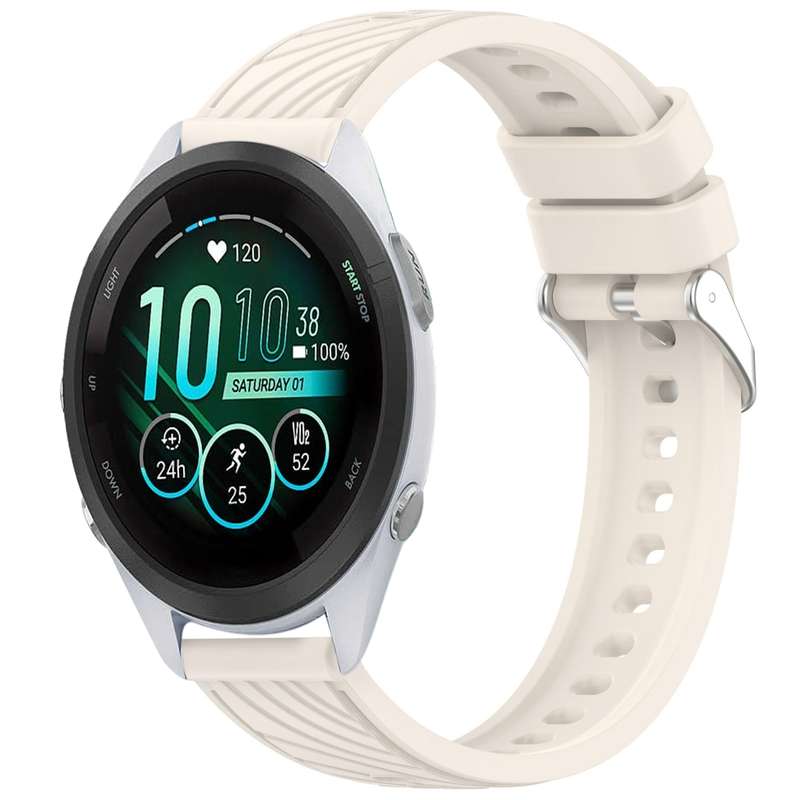 For Garmin Forerunner 265S Music Stripe Texture 18mm Silicone Watch Band(Dark Green)