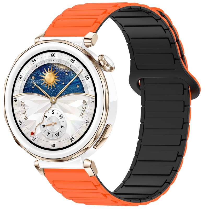 For Huawei Watch GT 5 Pro 42mm Two Color Magnetic Buckle Silicone Watch Band(Dark Green Black)