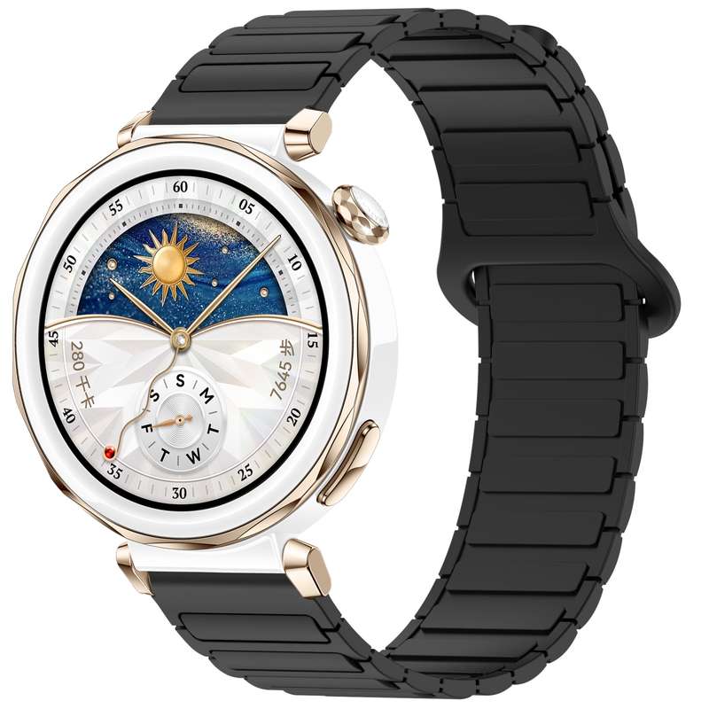 For Huawei Watch GT 5 Pro 42mm Two Color Magnetic Buckle Silicone Watch Band(Dark Green Black)