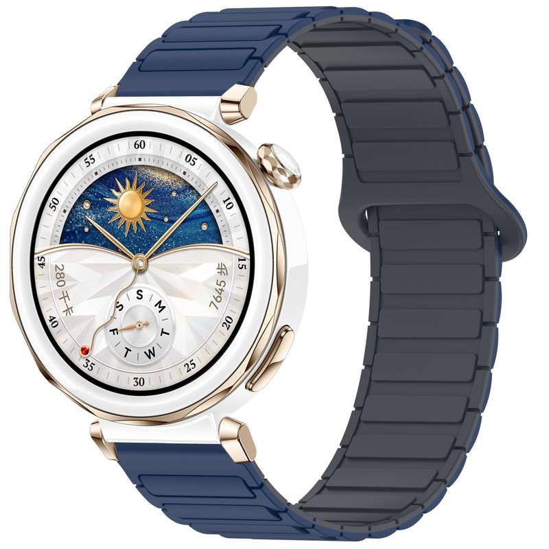 For Huawei Watch GT 5 Pro 42mm Two Color Magnetic Buckle Silicone Watch Band(Dark Green Black)
