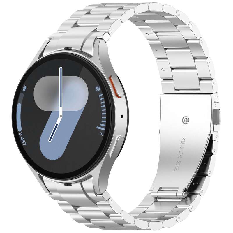 For Samsung Galaxy Watch 7 40 / 44mm Three Beads Button Quick Release Metal Watch Band(Black)