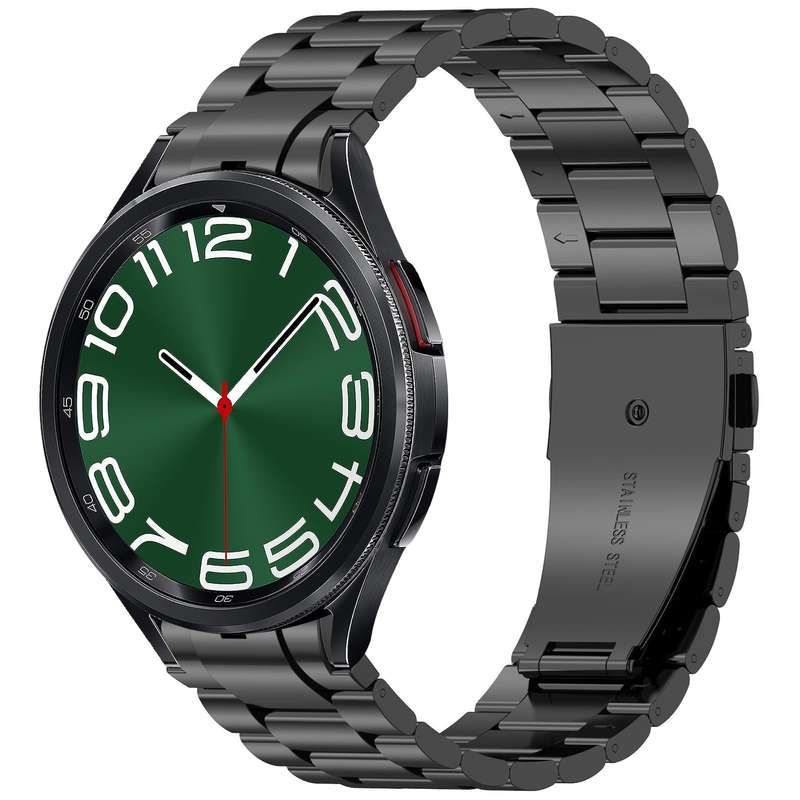 For Samsung Galaxy Watch 6 Classic 43 / 47mm Three Beads Button Quick Release Metal Watch Band(Black
