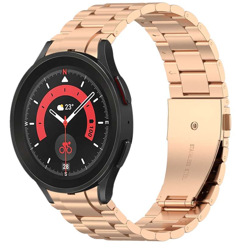 For Samsung Galaxy Watch 5 Pro Three Beads Button Quick Release Metal Watch Band(Black)