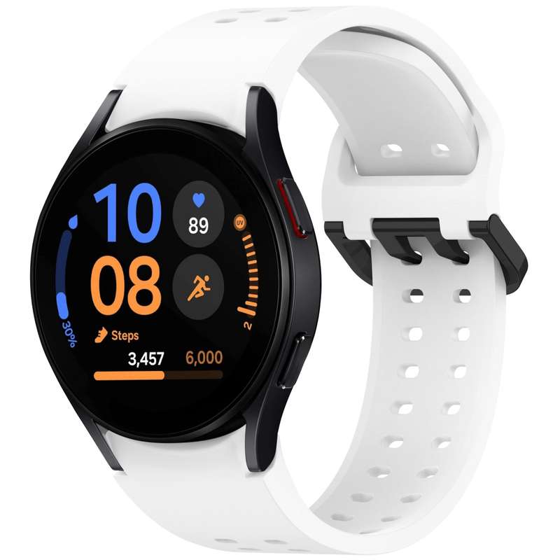 For Samsung Galaxy Watch FE 40mm Diplopore Button Quick Release Silicone Watch Band(White)