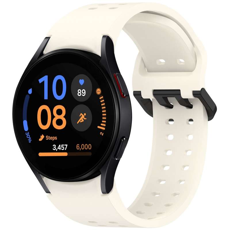For Samsung Galaxy Watch FE 40mm Diplopore Button Quick Release Silicone Watch Band(White)