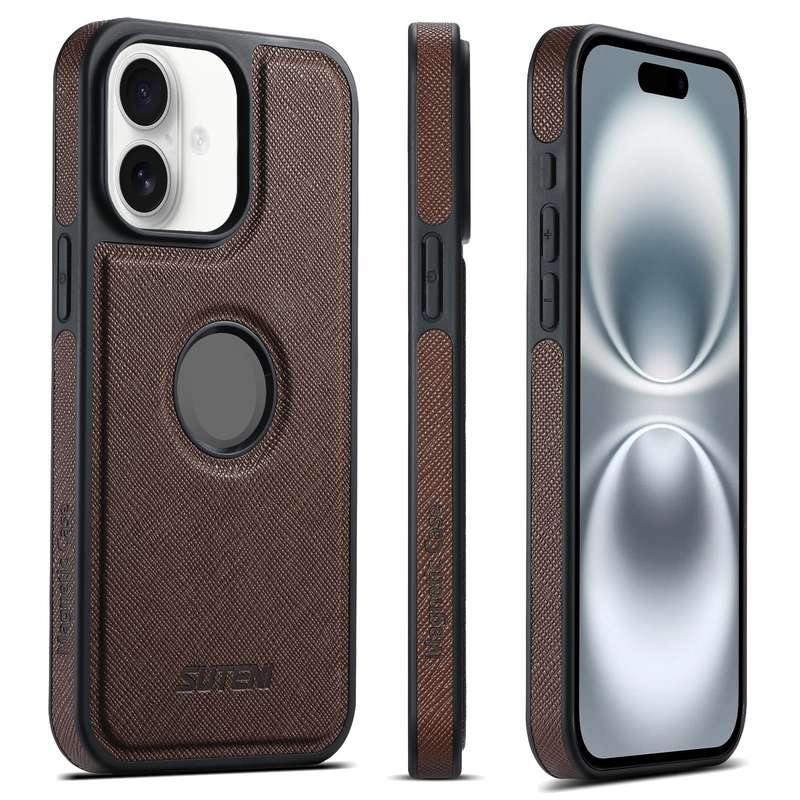 For iPhone 16 Suteni G1 Cross Texture MagSafe Phone Case(Black)