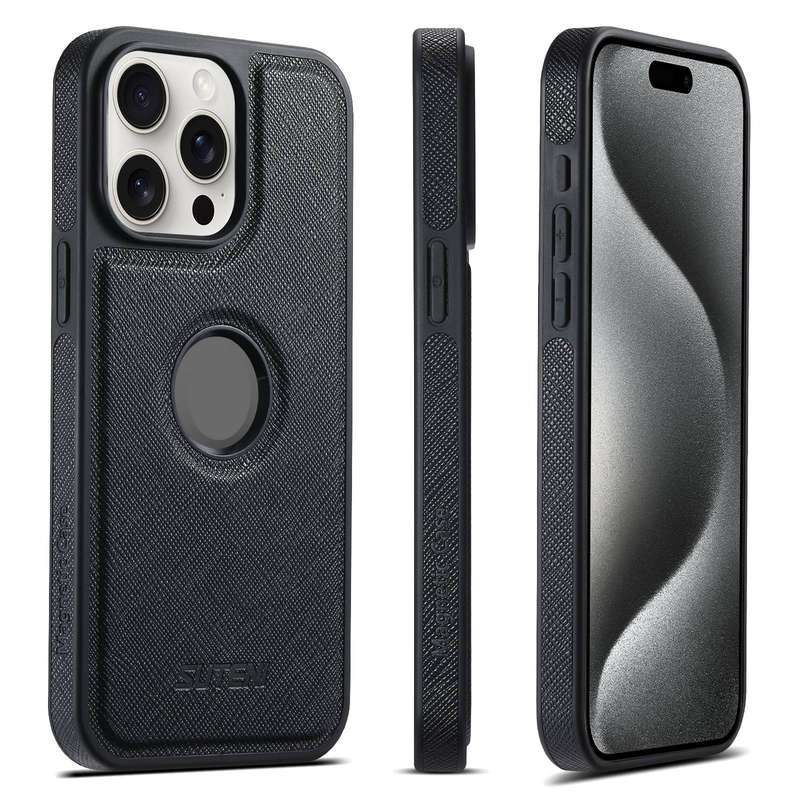 For iPhone 15 Pro Max Suteni G1 Cross Texture MagSafe Phone Case(Black)