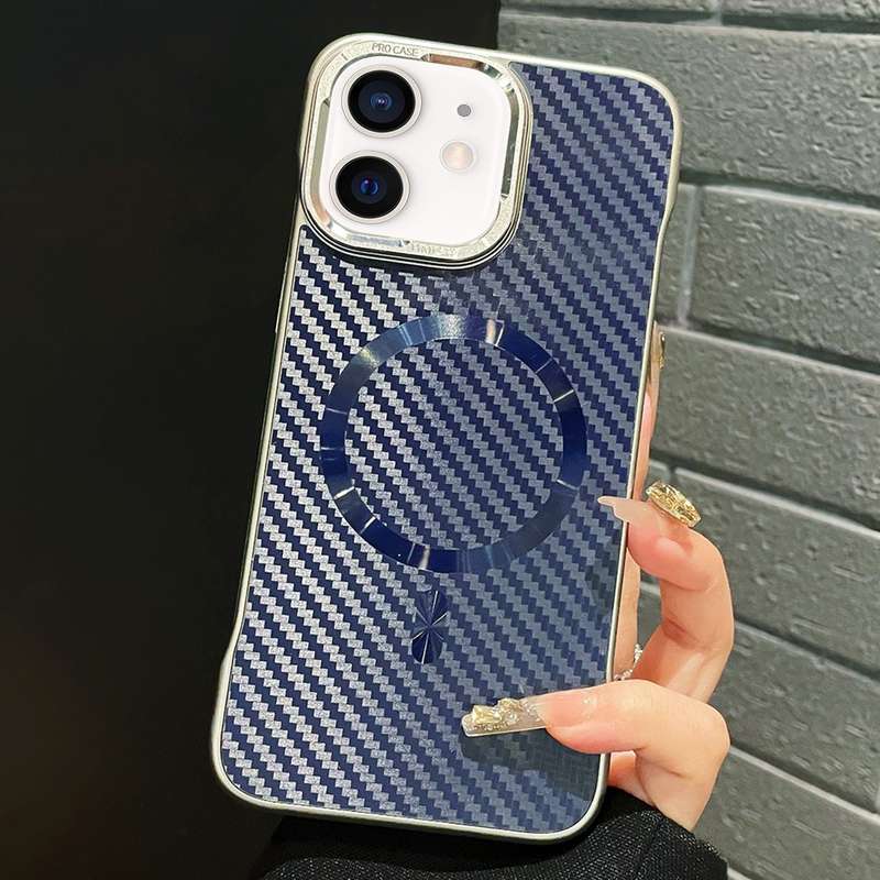 For iPhone 11 AG Carbon Fiber Frameless MagSafe Phone Case(Black)