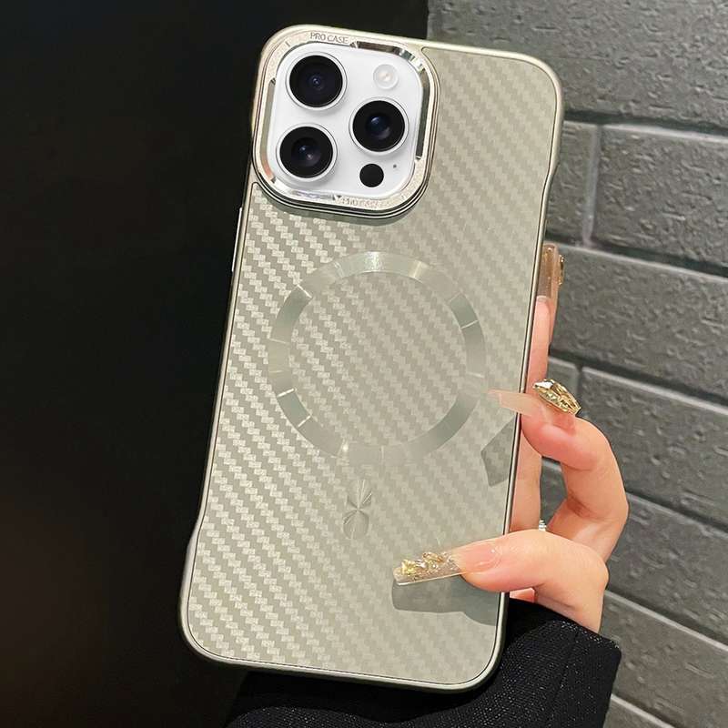 For iPhone 13 Pro Max AG Carbon Fiber Frameless MagSafe Phone Case(Black)