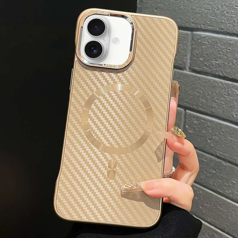 For iPhone 16 AG Carbon Fiber Frameless MagSafe Phone Case(Black)