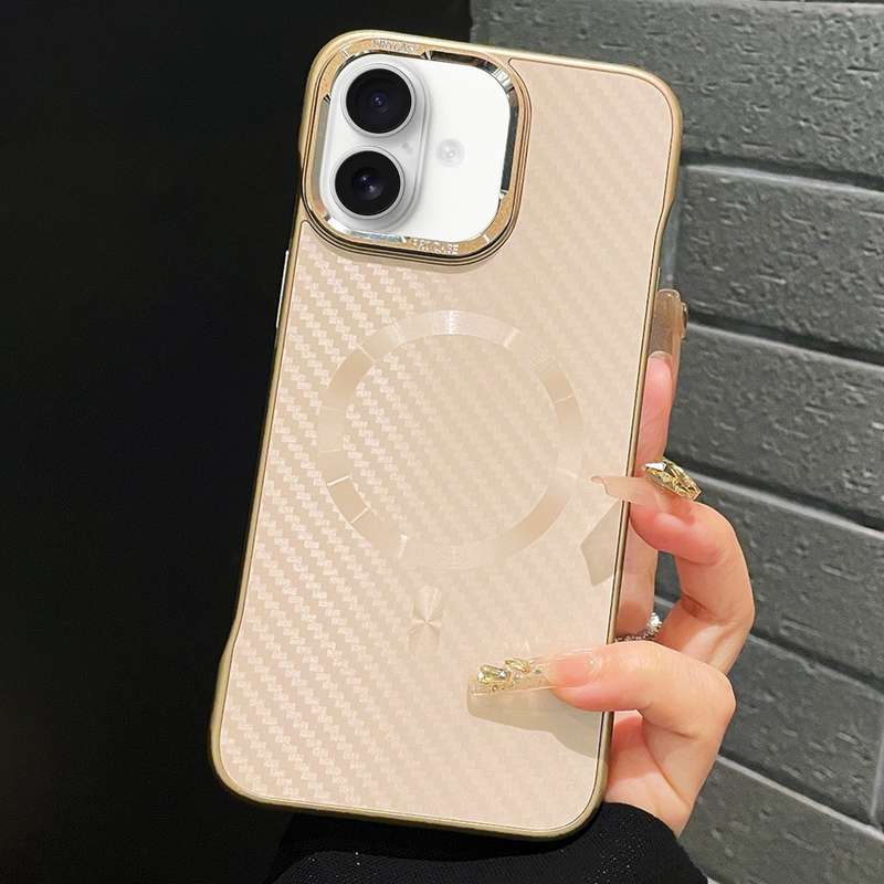 For iPhone 16 AG Carbon Fiber Frameless MagSafe Phone Case(Black)