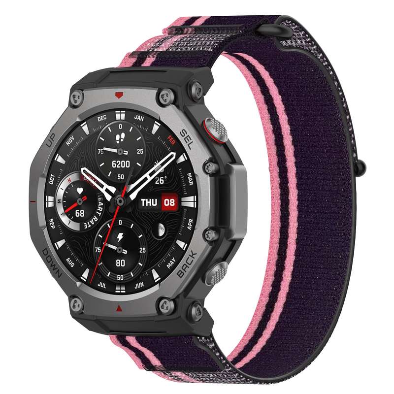 For Amazfit T-Rex 3 Two Tone Nylon Hook and Loop Fastener Watch Band(Orange Beige)