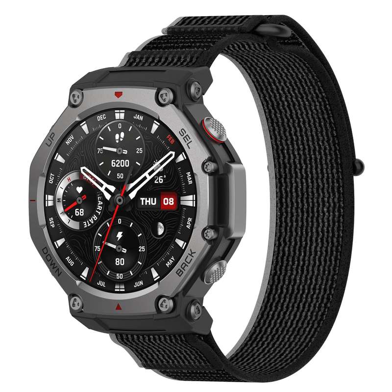 For Amazfit T-Rex 3 Two Tone Nylon Hook and Loop Fastener Watch Band(Orange Beige)