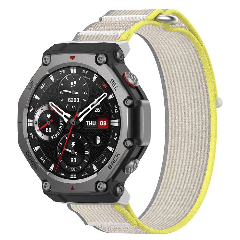 For Amazfit T-Rex 3 Two Tone Nylon Hook and Loop Fastener Watch Band(Orange Beige)