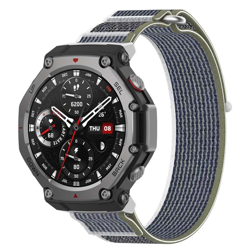 For Amazfit T-Rex 3 Two Tone Nylon Hook and Loop Fastener Watch Band(Orange Beige)