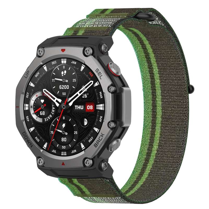 For Amazfit T-Rex 3 Two Tone Nylon Hook and Loop Fastener Watch Band(Orange Beige)
