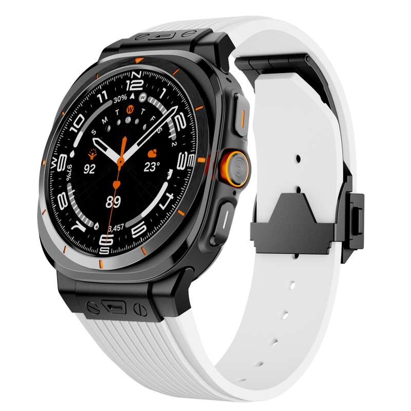 For Samsung Galaxy Watch Ultra 47mm Black Connector Black Buckle Silicone Watch Band