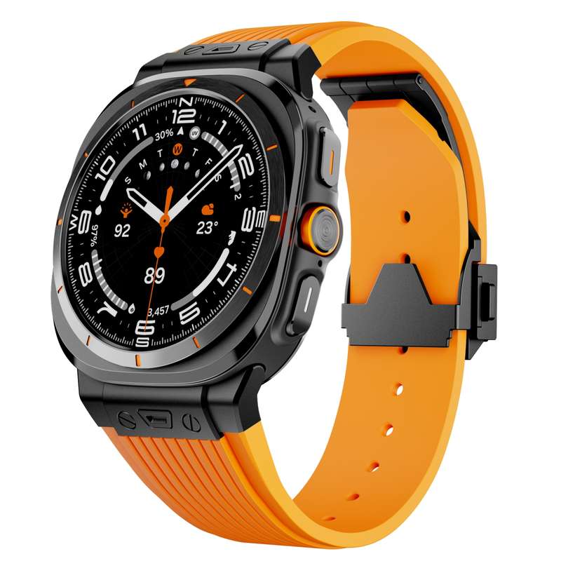 For Samsung Galaxy Watch Ultra 47mm Black Connector Black Buckle Silicone Watch Band