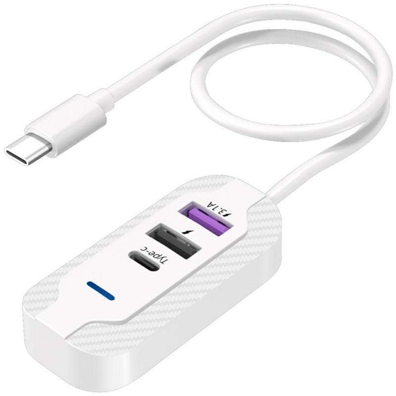 Y4 Car Rear Seat Multi Port Power Expander Type C + Dual USB Fast Charger with Extension Cable