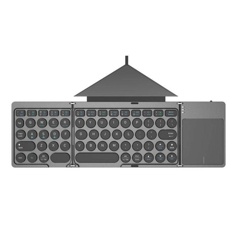 KF86 MAX Foldable Wireless Bluetooth-Compatible Keyboard With Touchpad + Leather Case